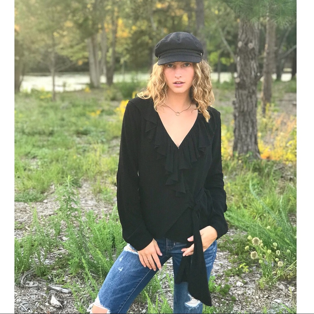 The Riley Ruffled Black Top